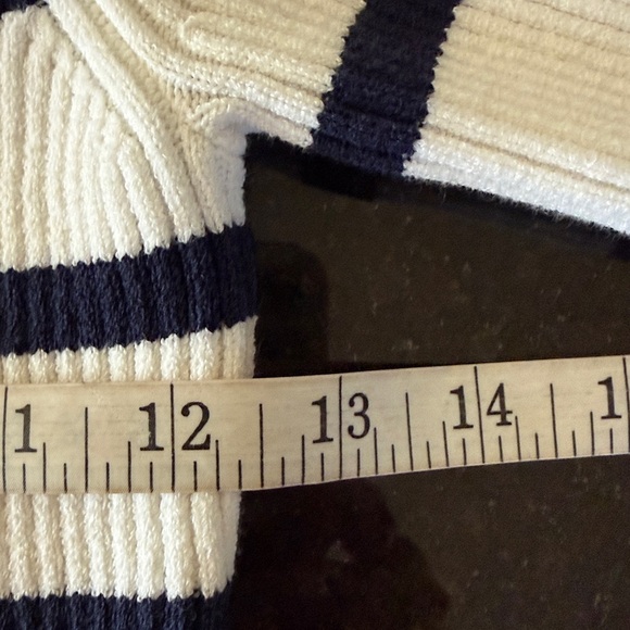 Frame Ribbed Short Sleeve Striped Pullover Sweater in Pink Clay Multi Size XS - Picture 10 of 12